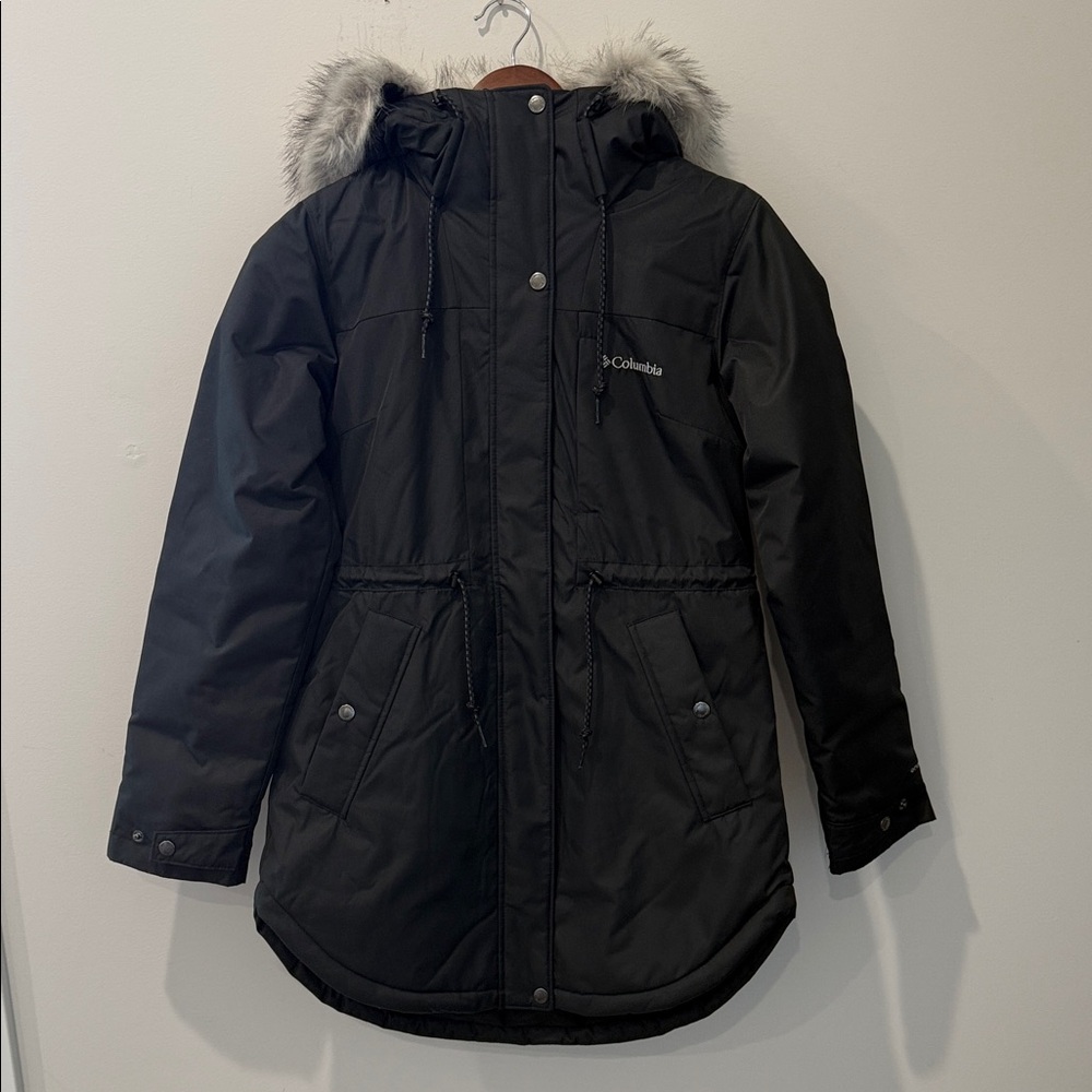 Columbia Black Jacket with Faux Fur Trim